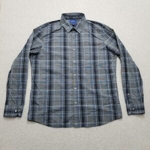Apt 9 Shirt Mens Large Gray Plaid Casual‎ Button Up Long Sleeve Pocket